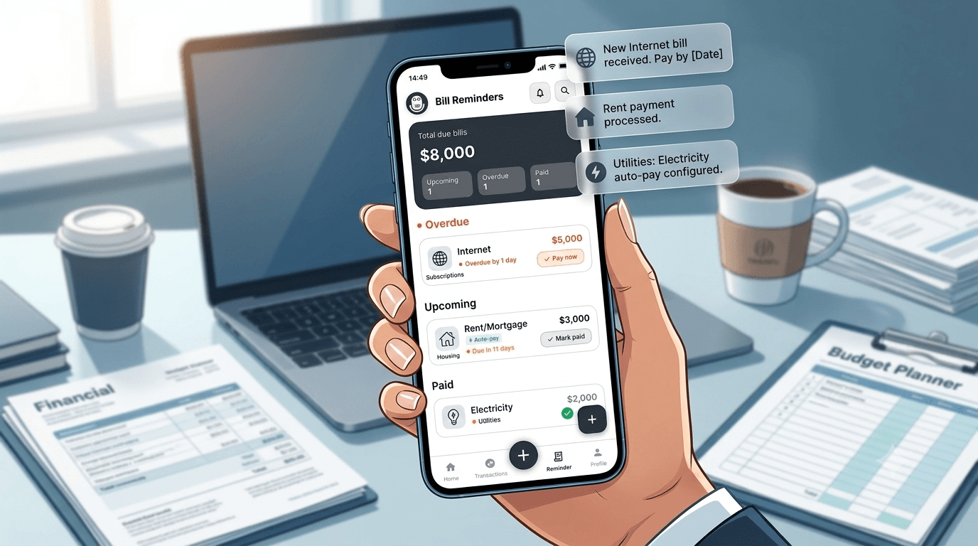 Cover image for the Voxpense article "Never Miss a Bill Payment Again: Best Bill Reminder App Guide"